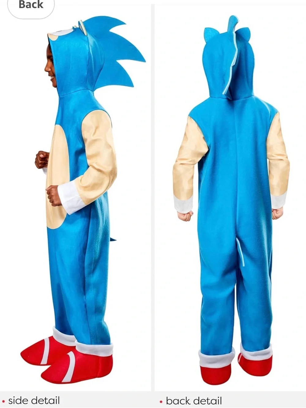 SONIC THE HEDGEHOG CHILD OVERSIZED HOODED ZIPPER JUMPSUIT HALLOWEEN COSTUME - Picture 12 of 13